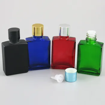 1oz Aikštėje Butas Juoda balta aišku raudona mėlyna žalia Stiklo Buteliuke Su Aliuminio Dangteliais 1oz Stiklinės Grietinėlės Kosmetikos Konteineriai