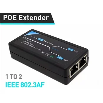 2 Port POE Extender 100 mbps IEEE 802.3 af Standartas NVR IP Kamera AP IP BALSO POE Pratęsti 100 metrų POE diapazonas