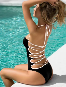 Seksualus vientisi maudymosi kostiumėlį 2023 metų Moteris Monokini Kryžiaus Tvarstis Backless maudymosi Kostiumėliai Moterims Trikini Push Up trikinis Plaukti Maudymosi Kostiumas