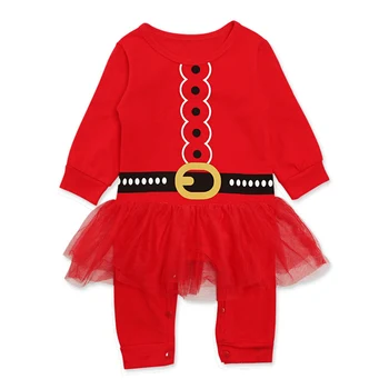 Naujagimio Bamblys Vaikų Mergaičių Gražių Raudonos Spalvos Ilgomis Rankovėmis Mini Trumpą Suknelę Tiulio Kalėdų Kostiumas, Suknelė,80
