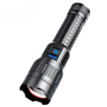 Ilgojo nuotolio Taktinių LED Žibintuvėlis, Didelio galingumo USB Įkrovimo Stiprios šviesos Lempos Long-range Zoomable Avarinių Žibintų