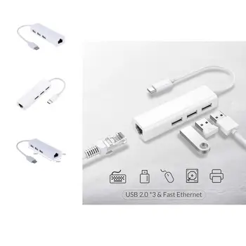 USB-C Splitter Patogus USB-C Hub Adapterio Tipas-C su USB 2.0/RJ45 Ethernet Kortele Docking Station