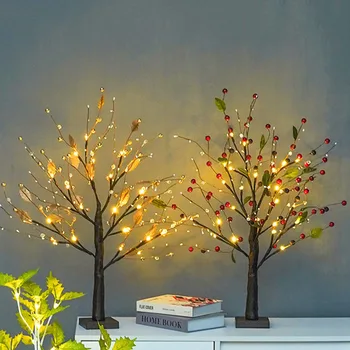 55CM Kalėdų Dekoro Bonsai Medis Šviesos 24 LED Apšviesta Dirbtinis Stalo Eglučių Žiburiai Baterijos Naktį Šviesos Vestuvių