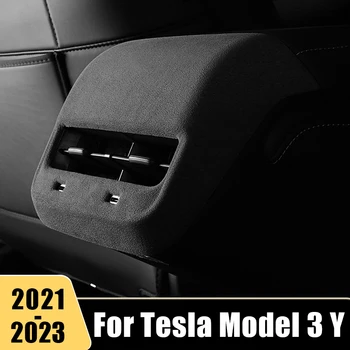 Už Tesla Model 3 Y 2021 2022 2023 ABS Automobilio Galinės Oro Kondicionavimo ir Ventiliacijos Angos Dangtelio Apdaila Rėmelio Lipdukai Interjero Auto Priedai