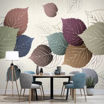 beibehang Užsakymą Šiaurės augalų lapai retro tapetai kambarį freskos TV fone de papel parede 3D sienų tapetai