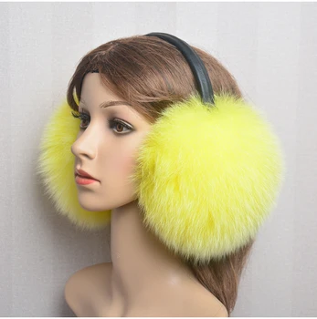 Žiemos Moteris Šiltas Nekilnojamojo Fox Fur Earmuffs Mergina Earlap Itin Didelis Ponios Pliušinis Earmuff Prabangos Ponios Fox Fur Earmuffs