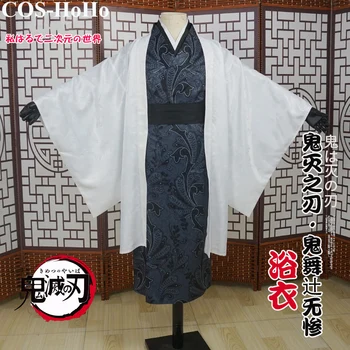 COS-HoHo Anime Demon Slayer: Kimetsu nr. Yaiba Kibutsuji Muzan Chalatas Kimono Elegantiškas Vienodas Cosplay Kostiumas Šalis Apranga Vyrams