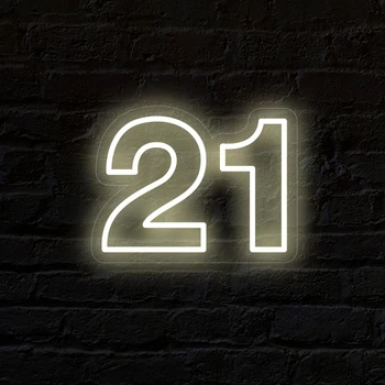 Skaičius 21 LED Neonas Pasirašyti Užsakymą Sienos Žibintai Šalis Vestuvių Parduotuvė Langų Restorane Gimtadienio Apdaila