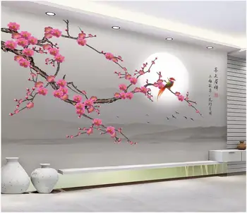 WDBH Užsakymą freskos 3d tapetai Kinijos gėlių ir paukščių mėnulis namų dekoro 3d sienų freskomis tapetų sienos, 3 d kambarį