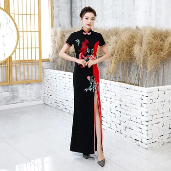 Seksualus Slim Šalies Cheongsam Vakaro Suknelė Vintage stiliaus Kinijos Moterų Vestuvių Qipao Elegantiškas Ilgas Santuokos Suknelė Retro Vestidos