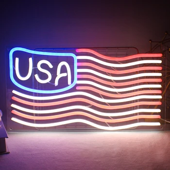 Amerikos Vėliavos Modelis Neoninis Ženklas JAV Rėmėjai Šviesos, Kad Amerikos Didžiosios Vėl Parduotuvė Kambario Šalies LED Šviesos Menas, Sienų Apdailai