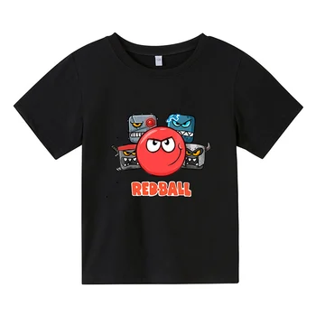 Vaikiški marškinėliai Red Ball Žaidimas Berniukų Kvėpuojantis Medvilnės Patogus Atsitiktinis trumpomis Rankovėmis, Tinka 3-12 Metų Pyplys