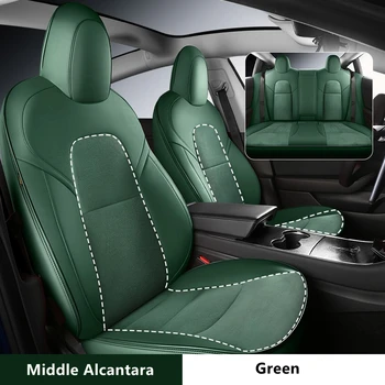 Pasirinktinis Tilptų Automobilių Alcan tara Sėdynės Padengti Tesla Model Y 3 Automobilių Reikmenys konkretus Tesla Visiškai dengia 5 Seaters Žalia
