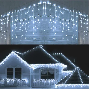 LED Varveklis Užuolaidų String Žibintai Ašaros 0,6 m, 120LEDS Street Mall Pastoge Kalėdų Sodo Girliandą Pasakų Žibintai ir Dekoro, Lauko