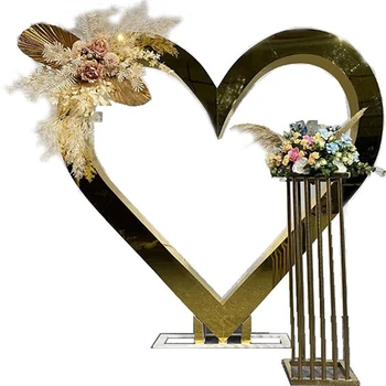 Aukštos Kokybės Vestuvių Fonas Arch Širdies Formos Gėlių Arka Stovi Akrilo Aukso Sluoksnių, Renginių, Vestuvių Dekoravimas AB1193