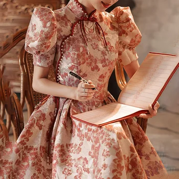 Kinijos Moterų Qipao Oficialų Šalis Suknelė Seksualus Backless Gėlių Įžymybė Pokylių Suknelė Elegantiškas Mandarinų Apykaklės Chalatas De Soiree