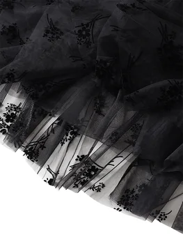 Moteriški Senovinių Nėrinių Tiulio Tutu Sijonas su Gėlių Siuvinėjimas, Elegantiškas, Aukštos Juosmens-line Akių Princesė Šalis Suknelė