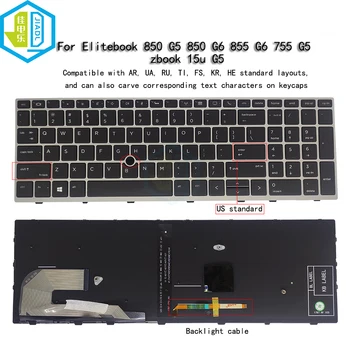 JAV lietuvių Trackpoint Klaviatūros Apšvietimas HP EliteBook 855 850 G5 755 750-G5 Zbook 15U G5 G6 Nešiojamojo KOMPIUTERIO Klaviatūros Apšvietimu