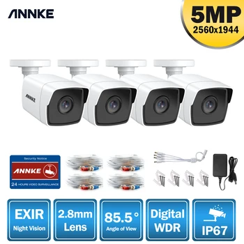 ANNKE 4PCS Ultra HD 5MP VAIZDO TVI Kamera Lauko Vandeniui Kulka Saugumo Stebėjimo Sistemos EXIR Naktinio Matymo Pašto Įspėjimą Rinkinys
