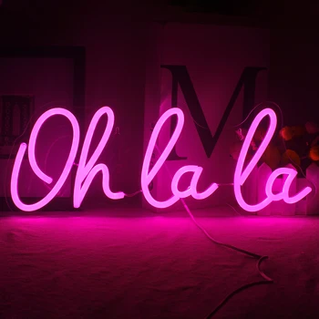 Oh La La Neon Požymių Sienos Dekoras USB LED Rožinis Neoninės Šviesos Ženklai Gimtadienio Namus Vonios kambarys, Baras Valentino Diena, Kalėdos,