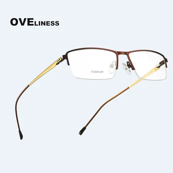 optinių akinių rėmeliai Vyrų akinių Recepto Trumparegystė Kompiuterio Titano Lydinio Ultralight Vyrų Metalo pusę Universalus Akiniai