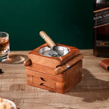 naujas nuimamas mediniai cigarų peleninę viskio taurės savininkas su stalčių dėl praktinių peleninę laikymo Namuose Peleninės Cigarečių