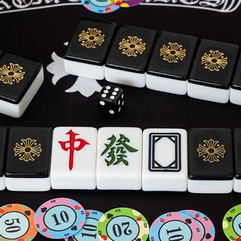 40mm Juoda Animacinių filmų Mahjong Šeimos Stalo Žaidimas Buitinių Vertus-trinamas Mahjong Plytelės, Aukštos Kokybės Juokinga Pramogų Žaidimo Metu