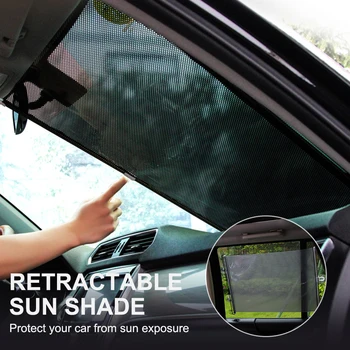Automobilio Saulės Atspalvis, Raštas Auto Ištraukiama priekinio, galinio Stiklo Užuolaidėlė, Reguliuojama Saulės Skydelis Raštas Blokuoti Šilumos Ir 99% UV Spindulių