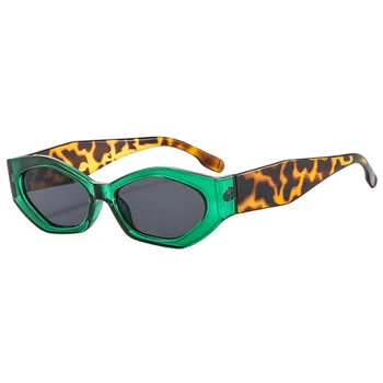 Mažas Netaisyklingos Ovalios, Akiniai Nuo Saulės Moteris Markės Dizaineris, Mados Saulės Akiniai Moterų Vintage Žalia Leopard Atspalvių Oculos De Sol