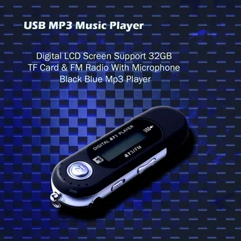 Mini USB, MP3 Muzikos Grotuvas, Skaitmeninis LCD Ekranas Parama 32GB TF Card & FM Radijas Su Mikrofonu Juoda Mėlyna Mp3 Grotuvas