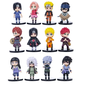 4-12Pcs/Set 6CM Naruto Duomenys Anime Modelis Hinata Sasuke Kakashi Gaara Jiraiya Sakura Q Versija PVC Cute Lėlės Vaikams Dovanų Pirkti Urmu
