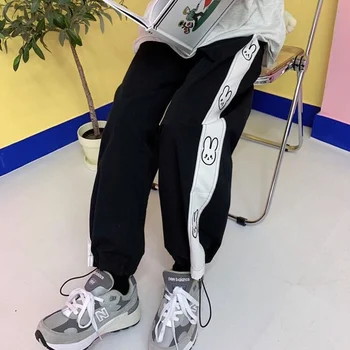 Moterų Animacinių filmų Negabaritinių Saldus Kelnes 2023 Kawaii Jogger Minkštas Mergina Stiliaus Sporto Harajuku Rožinė Kolegijos Plačios Kelnės Moteriška korėjos