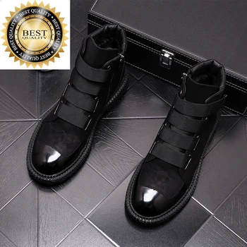 šalies vyrų mados prekės ženklo dizaineris naktiniame klube dėvėti rudens-žiemos batai juoda originalus odiniai batai gražus kulkšnies įkrovos trumpas botas