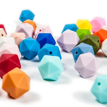 Mielas-Idėja 100vnt 17mm silikono icosahedron karoliukai teether kūdikiui kramtyti produkto žaislas daugiakampio chewable rankų darbo papuošalai karoliai