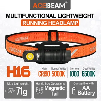 ACEBEAM H16 Super Lengvas AA LED stačiu Kampu, Šviesos EDC Žibintuvėlis, 5000K CRI 90/6500K 1000 liumenų