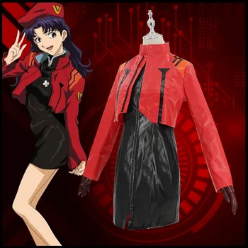 Para Mujer Traje De Anime Para Cosplay Misato Katsuragi Vestido Abrigo Uniformes Helovinas Odiniai Paltai ir Suknelė