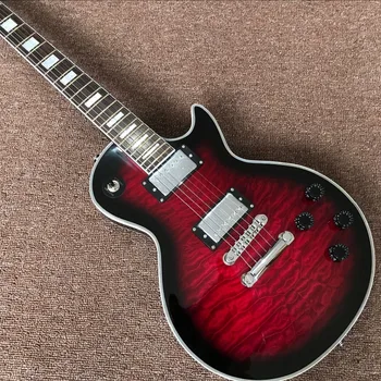 Custom elektrine gitara, Raudonos spalvos Flame Maple Top Raudonmedžio kūno gitaar Raudonmedžio fingerboard