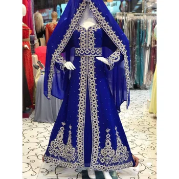 Royal Blue Afrikos Drabužių Išgalvotas Abaja Dubajus Oficialų Zawalcowany Maroko Ilga Suknelė Europos ir Amerikos Mados Tendencijos