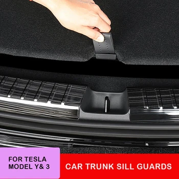 2vnt Automobilio Galinis Bamperis Pėdų Plokštelės Galiniai bagažo skyriaus Slenksčio Guard Padengti Automobilio Durelių Krašto apsaugos Tesla Model 3 / Modelis Y Automobilių Reikmenys