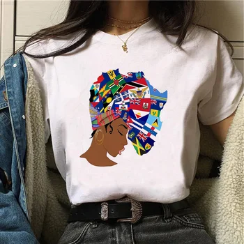 Afrikos marškinėlius moterims, grafikos dizaineris marškinėliai mergina juokingi komiksai drabužiai