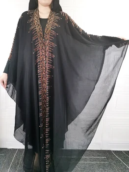 Musulmonų Juoda Abaja Šifono Suknelė Abayas Moterų Dubajus Drabužių 2021 Afrikos Mados Papuoštas Suknelės Hijab Femme Skraiste