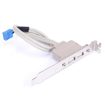 2 Prievadai USB 2.0 Moterų Galinio Skydo Plokštė 9pin Kolektoriaus Jungties Kabelio Adapteris Su PCI Lizdą, Plokštelė, Laikiklis 30cm