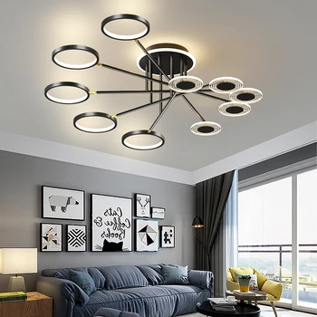 Naujas, modernus minimalistinio stiliaus LED lubų svetainė, miegamasis, valgomasis viršų šviesos aukso mėlyna šviesa