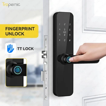 Biometrinis pirštų Atspaudų F7 Black Smart Lock TTLock Ws ar TUYA WIFI App Nuotolinio Atrakinimo Keyless Užraktas Elektroninis Durų Užraktas