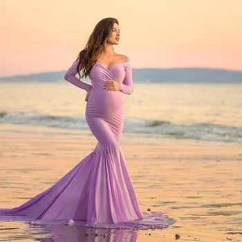 2022 Medvilnės Motinystės Fotografija Rekvizitai Motinystės Suknelė Suknelė Off Peties Seksualių Moterų Nėštumo Maxi Suknelės Nuotraukų Fotografavimas