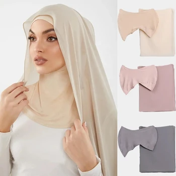 2023 Naujas Šifono Hijab Su Atitikimo Undercap Per Kaklą Moterų Skara Skara Underscarf Jersey Vidinis Kepurės Musulmonišką Hidžabą Rinkiniai
