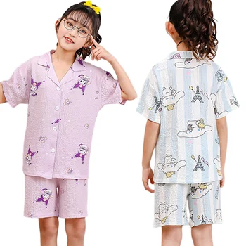 Anime Sanrio Cinnamoroll Vaikų Pižama Kawaii Kuromi Mano Melodija Vasaros Baby Girl Trumparankoviai Tiktų Namų Aprengti Sleepwear Dovana