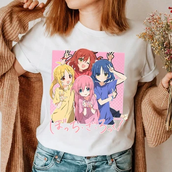 Roko Mergaitė Grafinis T Marškinėliai Bocchi Roko Anime T-shirt Naujas Y2k Reikmenys, Drabužiai 2023 Vasaros Atsitiktinis Paprasta Tees Moterims