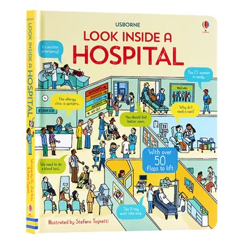 Usborne Pažvelgti į Vidų Ligoninėje, knygos Vaikams, vyresniems 3 4 5 6 anglų Populiarios mokslo knygelių, 9781474948166