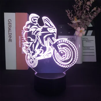 Motociklas Lenktynininkas Palieskite Jutiklio 3D Naktį Šviesos, Miegamojo Dekoro Mielas Gimtadienio Spalvinga Dovana LED Lempos Manga Vaikas Gražių Metu